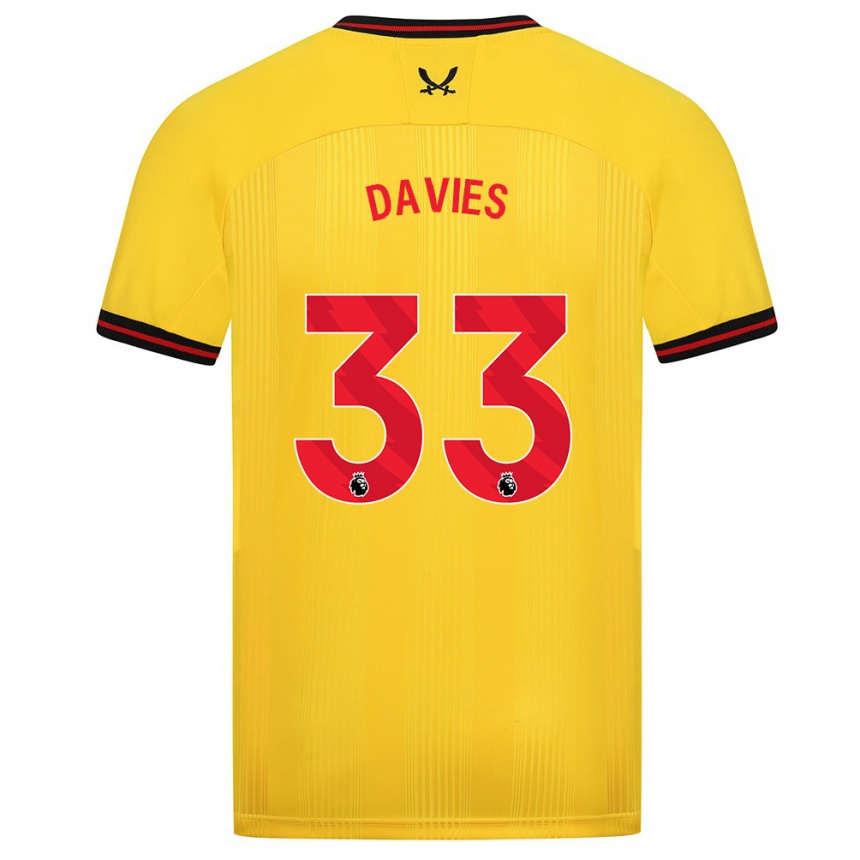 Vyrai Bethan Davies #33 Geltona Išvykos Marškinėliai 2023/24 T-Shirt