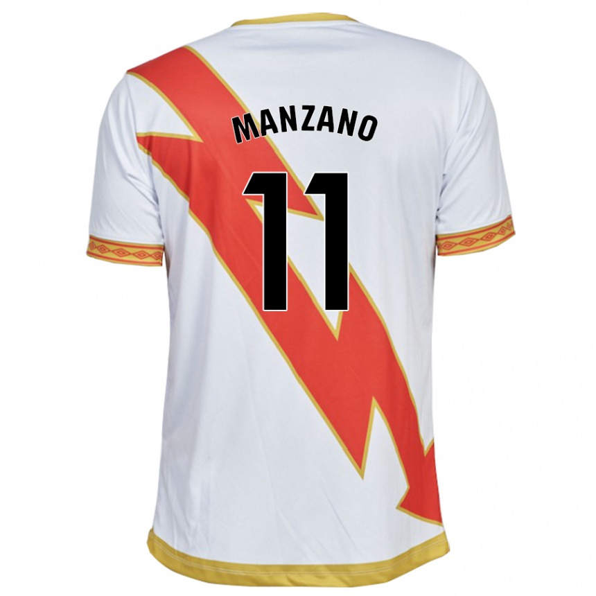 Moteriškas Sergio Manzano #11 Baltas Namų Marškinėliai 2023/24 T-Shirt