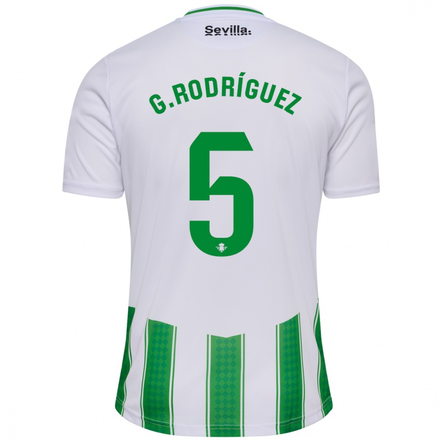 Moteriškas Guido Rodríguez #5 Baltas Namų Marškinėliai 2023/24 T-Shirt