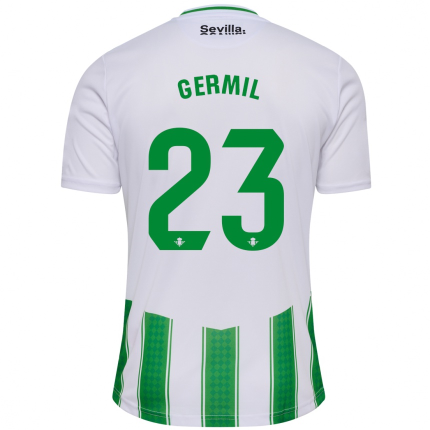 Moteriškas Darío Germil #23 Baltas Namų Marškinėliai 2023/24 T-Shirt