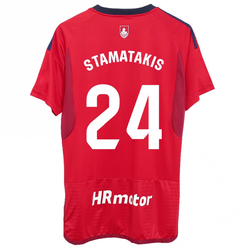 Moteriškas Dimitrios Stamatakis #24 Raudona Namų Marškinėliai 2023/24 T-Shirt