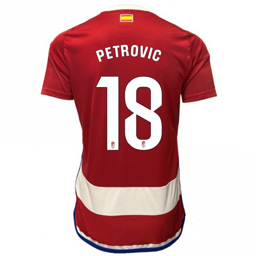 Moteriškas Njegos Petrovic #18 Raudona Namų Marškinėliai 2023/24 T-Shirt