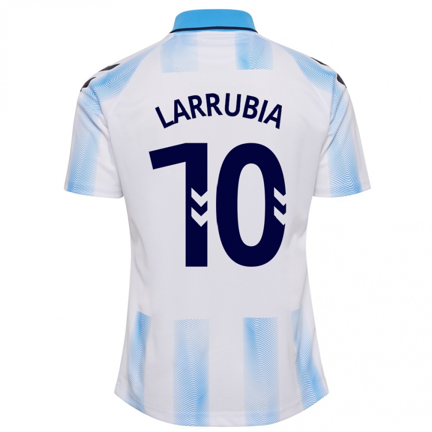 Moteriškas David Larrubia #10 Balta Mėlyna Namų Marškinėliai 2023/24 T-Shirt