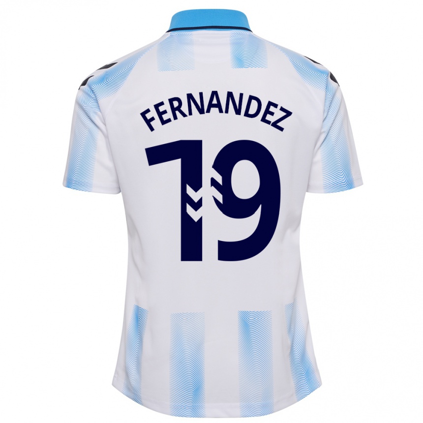 Moteriškas Roberto Fernández #19 Balta Mėlyna Namų Marškinėliai 2023/24 T-Shirt