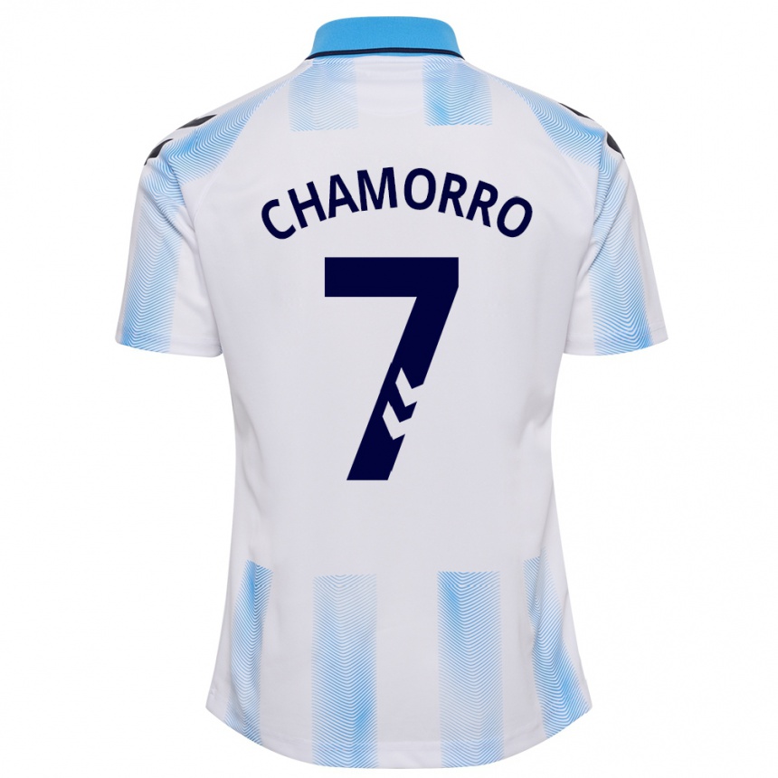 Moteriškas Alexis Chamorro #7 Balta Mėlyna Namų Marškinėliai 2023/24 T-Shirt