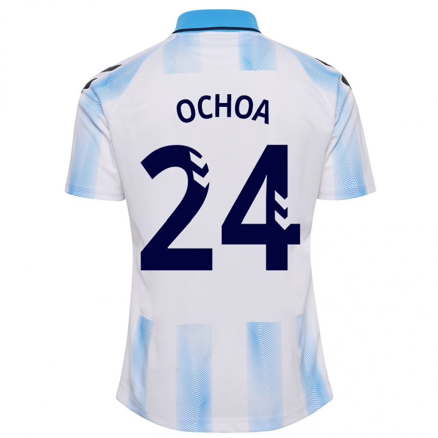 Moteriškas Aarón Ochoa #24 Balta Mėlyna Namų Marškinėliai 2023/24 T-Shirt
