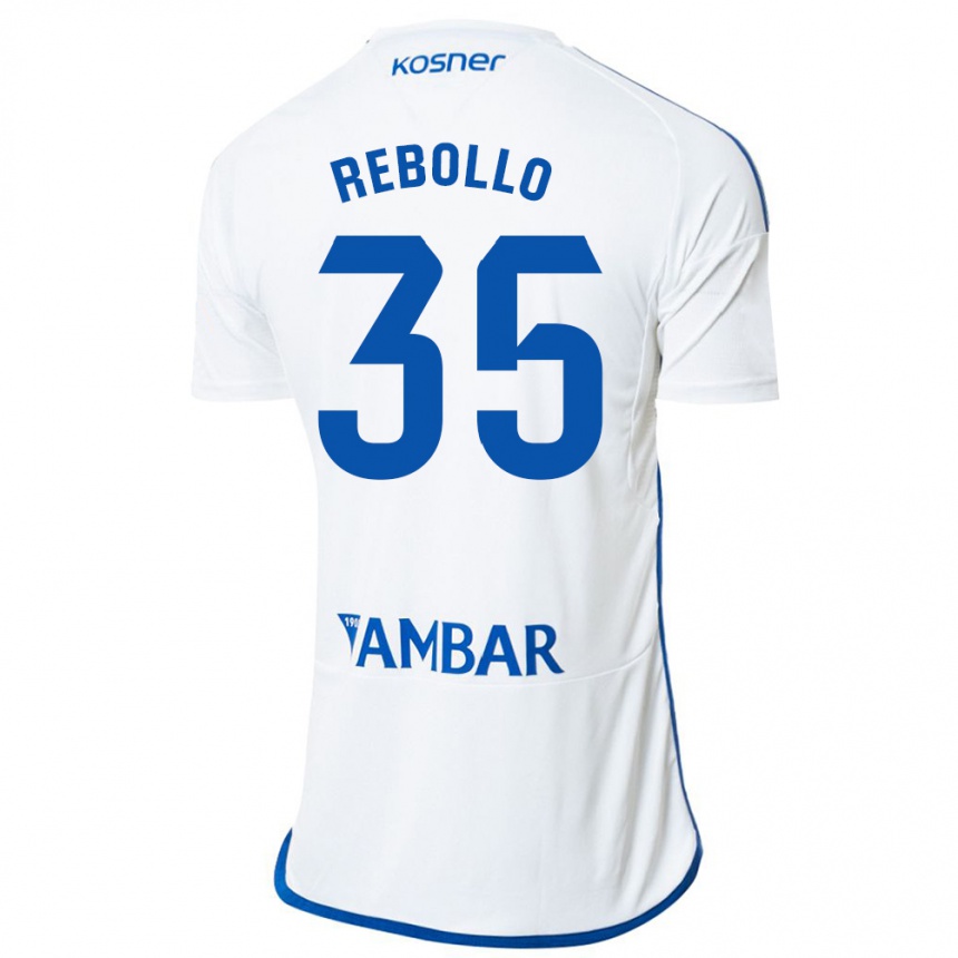 Moteriškas Dani Rebollo #35 Baltas Namų Marškinėliai 2023/24 T-Shirt