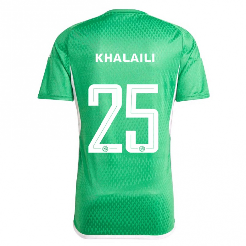 Moteriškas Anan Khalaili #25 Balta Mėlyna Namų Marškinėliai 2023/24 T-Shirt