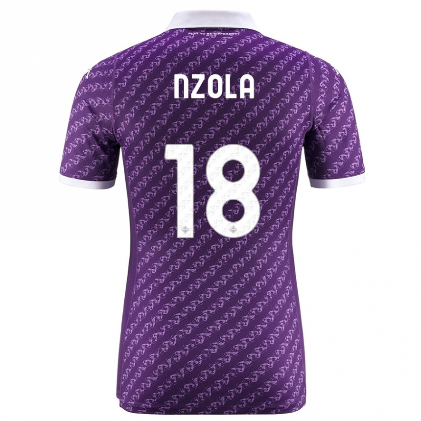 Moteriškas M'bala Nzola #18 Violetinė Namų Marškinėliai 2023/24 T-Shirt