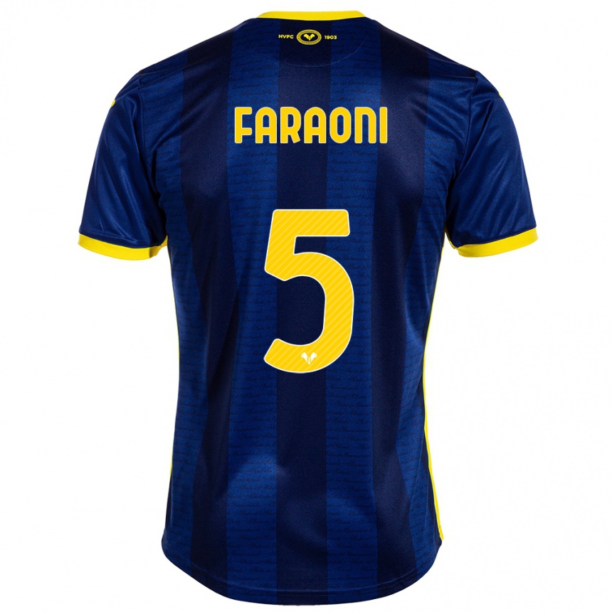 Moteriškas Davide Faraoni #5 Karinis Jūrų Laivynas Namų Marškinėliai 2023/24 T-Shirt