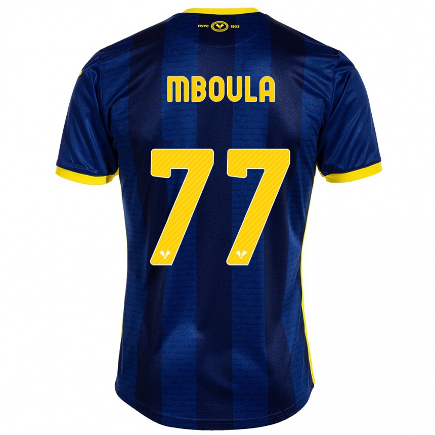 Moteriškas Jordi Mboula #77 Karinis Jūrų Laivynas Namų Marškinėliai 2023/24 T-Shirt