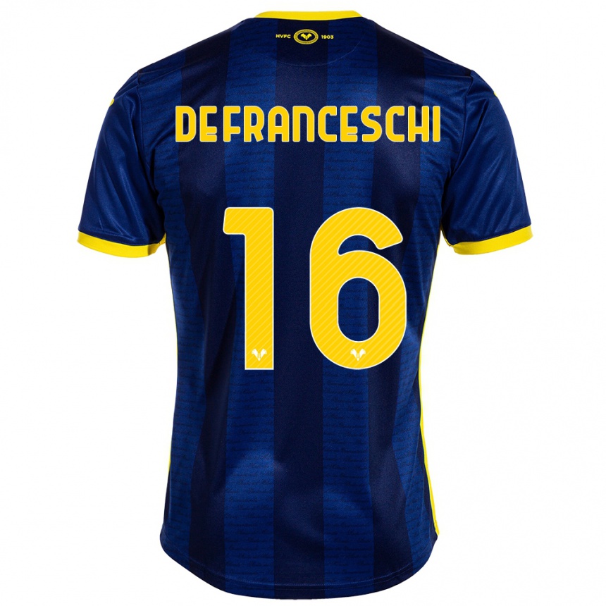 Moteriškas Edoardo De Franceschi #16 Karinis Jūrų Laivynas Namų Marškinėliai 2023/24 T-Shirt