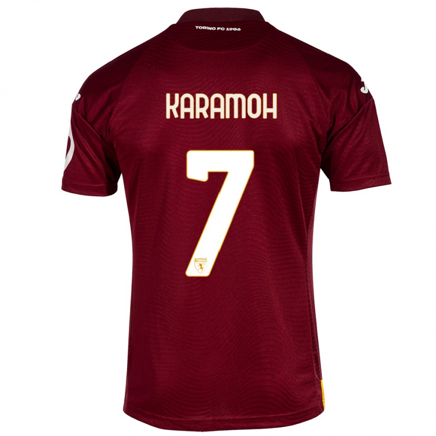 Moteriškas Yann Karamoh #7 Tamsiai Raudona Namų Marškinėliai 2023/24 T-Shirt