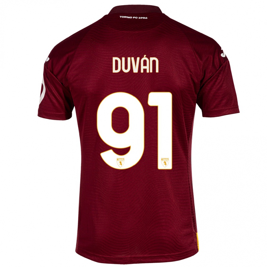 Moteriškas Duvan Zapata #91 Tamsiai Raudona Namų Marškinėliai 2023/24 T-Shirt