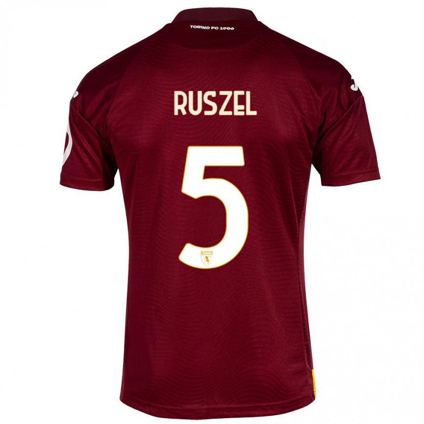 Moteriškas Marcel Ruszel #5 Tamsiai Raudona Namų Marškinėliai 2023/24 T-Shirt