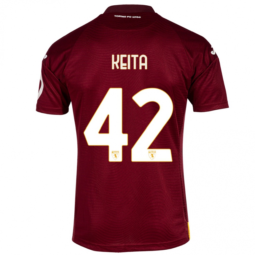 Moteriškas Karamoko Keita #42 Tamsiai Raudona Namų Marškinėliai 2023/24 T-Shirt