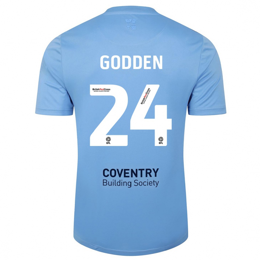 Moteriškas Matt Godden #24 Dangaus Mėlynumo Namų Marškinėliai 2023/24 T-Shirt