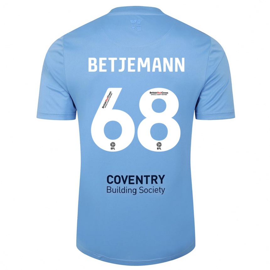 Moteriškas Elliot Betjemann #68 Dangaus Mėlynumo Namų Marškinėliai 2023/24 T-Shirt