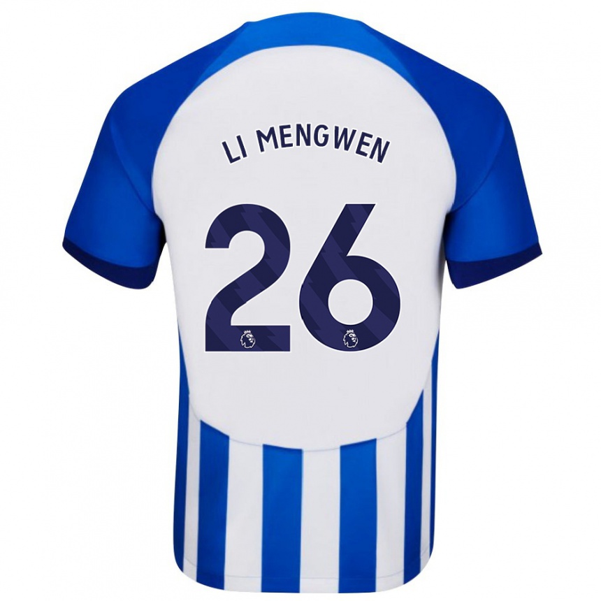 Moteriškas Li Mengwen #26 Mėlyna Namų Marškinėliai 2023/24 T-Shirt