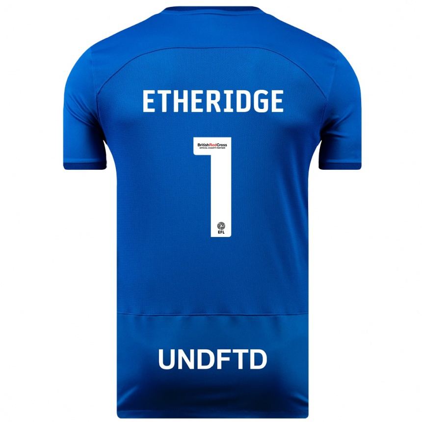 Moteriškas Neil Etheridge #1 Mėlyna Namų Marškinėliai 2023/24 T-Shirt