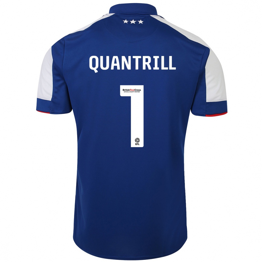 Moteriškas Sarah Quantrill #1 Mėlyna Namų Marškinėliai 2023/24 T-Shirt
