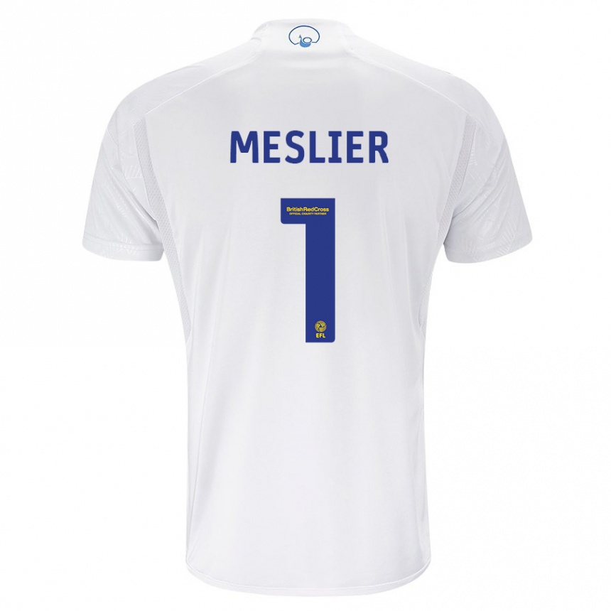 Moteriškas Illan Meslier #1 Baltas Namų Marškinėliai 2023/24 T-Shirt