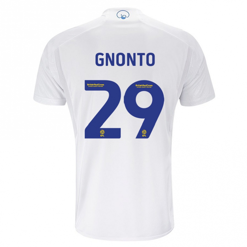 Moteriškas Wilfried Gnonto #29 Baltas Namų Marškinėliai 2023/24 T-Shirt