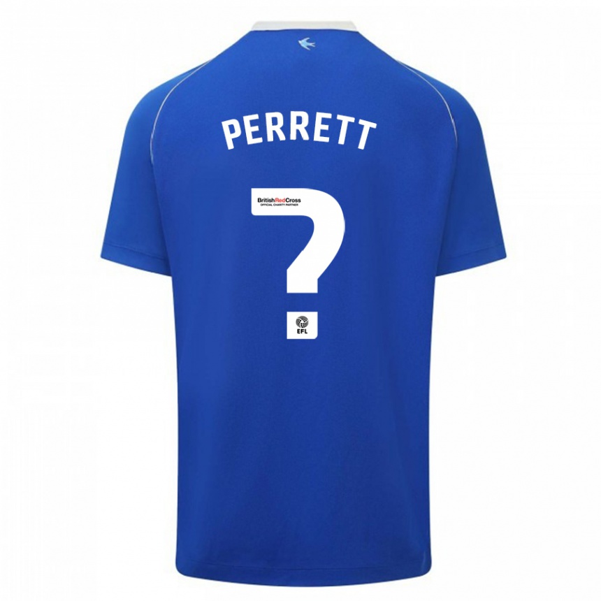 Moteriškas Troy Perrett #0 Mėlyna Namų Marškinėliai 2023/24 T-Shirt