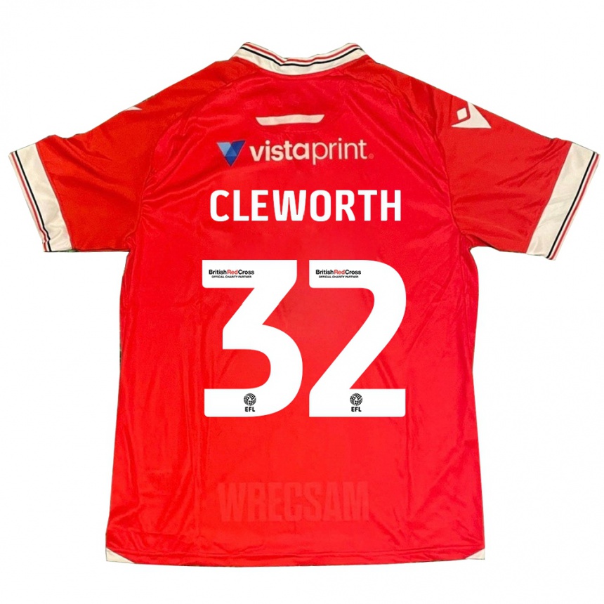 Moteriškas Max Cleworth #32 Raudona Namų Marškinėliai 2023/24 T-Shirt