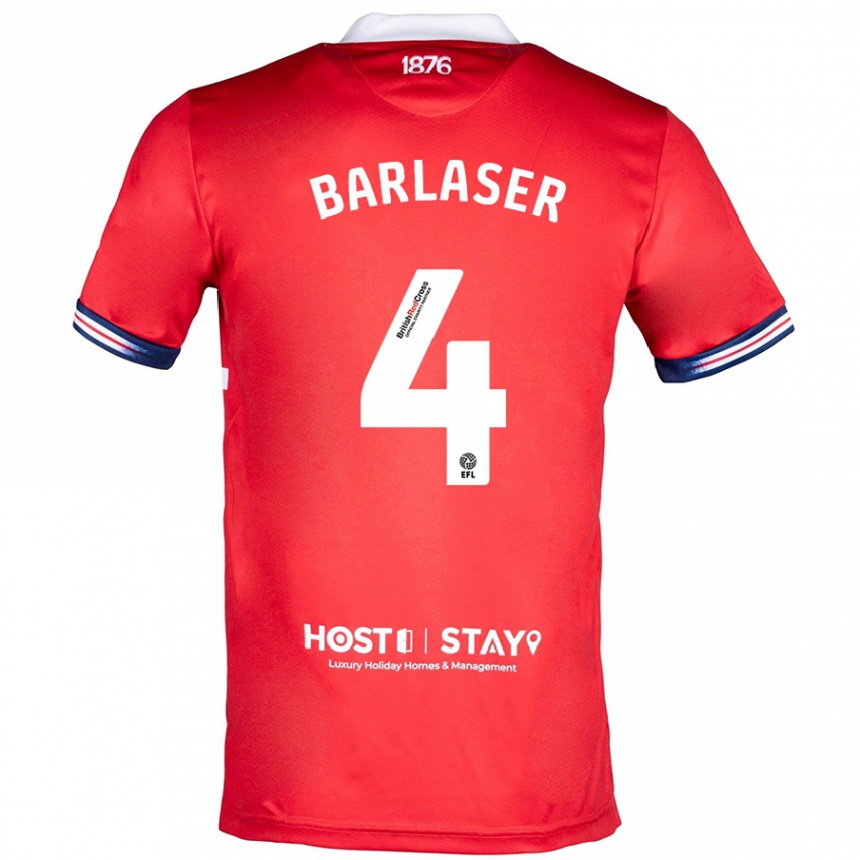 Moteriškas Dan Barlaser #4 Raudona Namų Marškinėliai 2023/24 T-Shirt