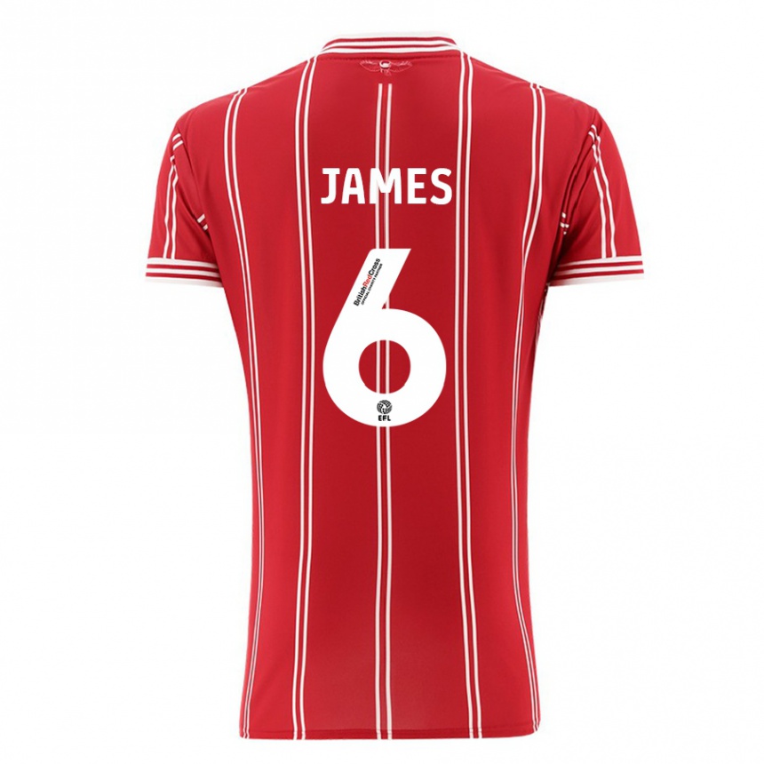 Moteriškas Matty James #6 Raudona Namų Marškinėliai 2023/24 T-Shirt