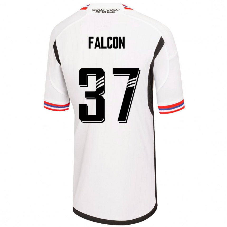 Moteriškas Maximiliano Falcón #37 Baltas Namų Marškinėliai 2023/24 T-Shirt