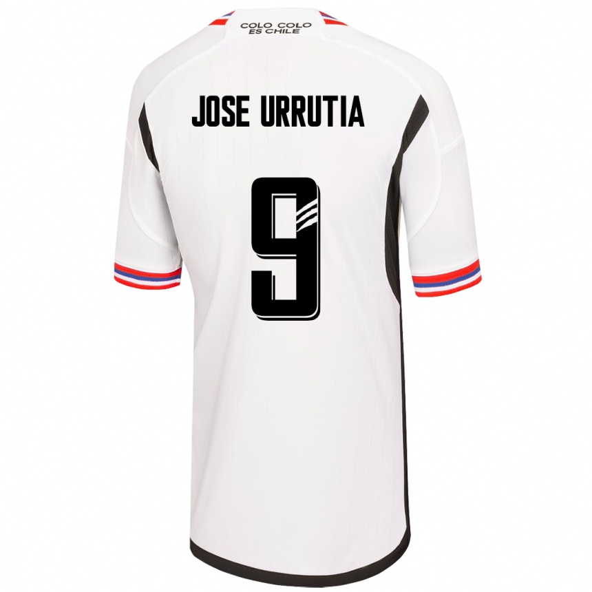 Moteriškas María José Urrutia #9 Baltas Namų Marškinėliai 2023/24 T-Shirt