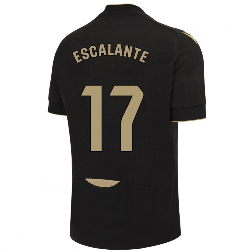 Moteriškas Gonzalo Escalante #17 Juoda Išvykos Marškinėliai 2023/24 T-Shirt