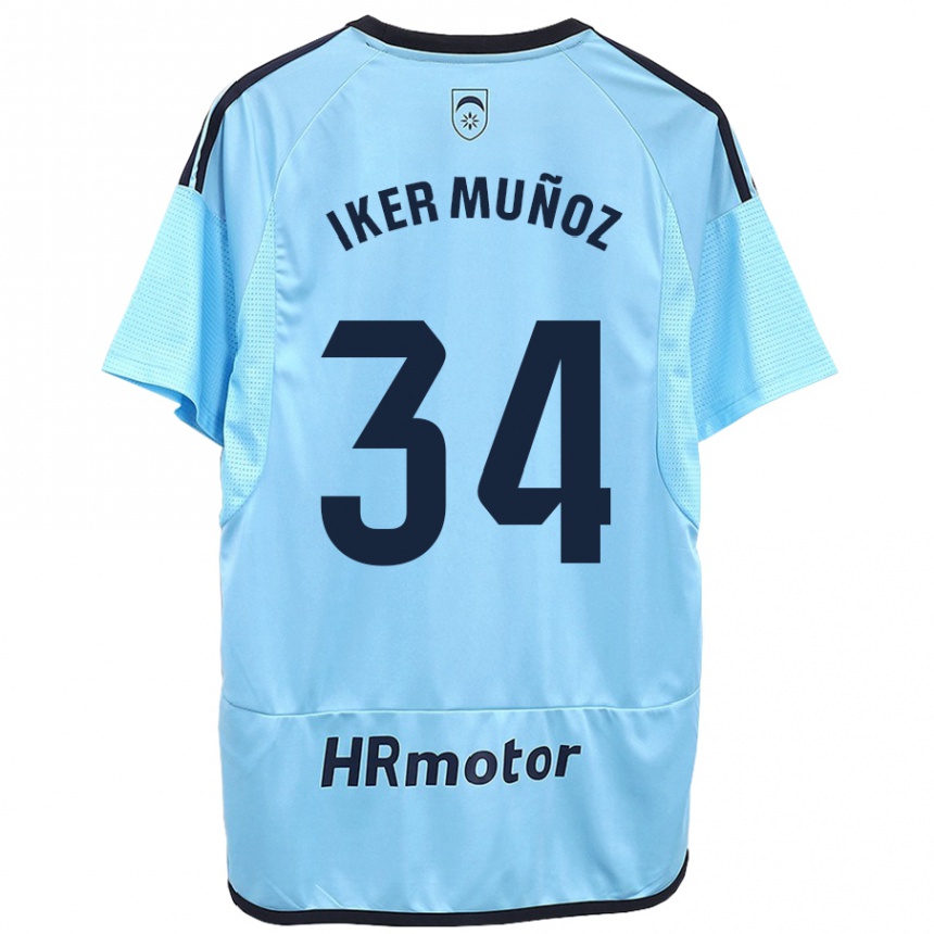 Moteriškas Iker Muñoz #34 Mėlyna Išvykos Marškinėliai 2023/24 T-Shirt