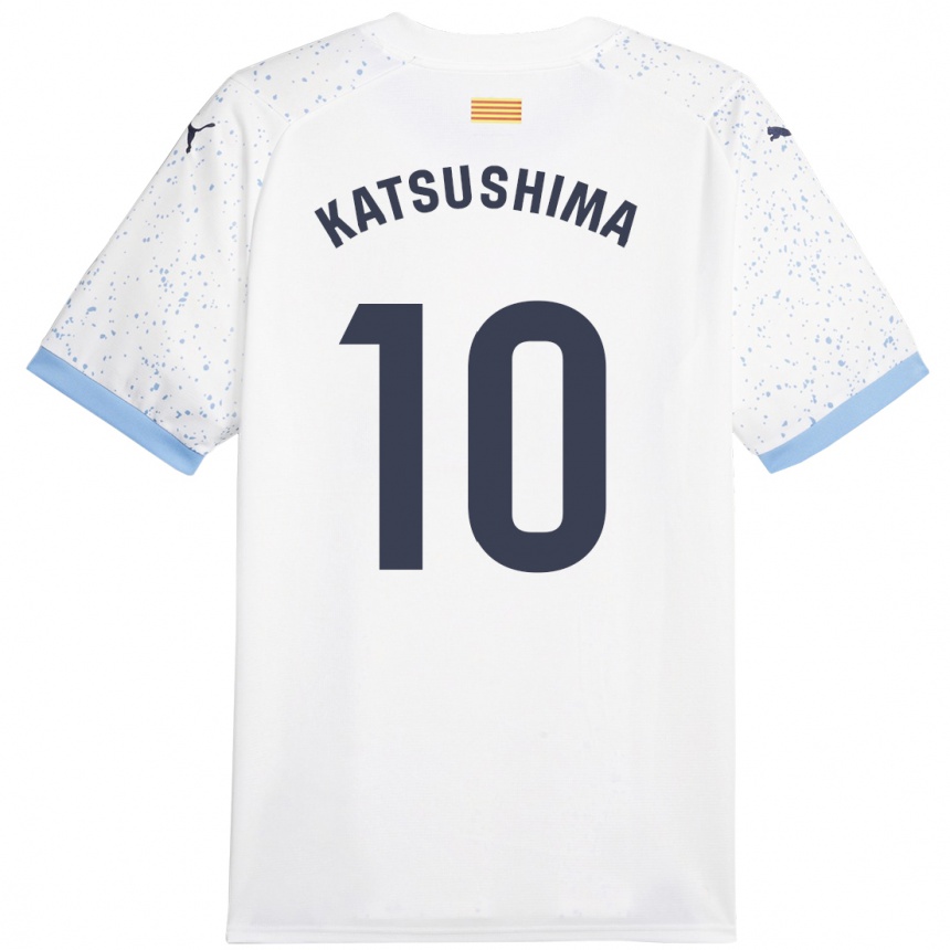 Moteriškas Shinnosuke Katsushima #10 Baltas Išvykos Marškinėliai 2023/24 T-Shirt