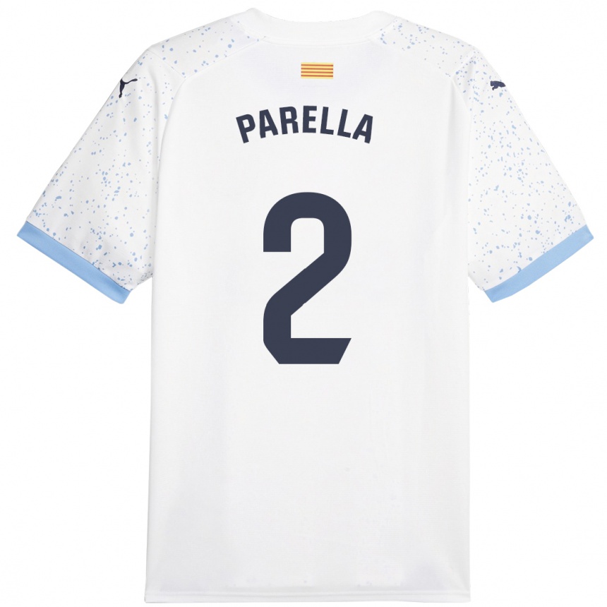 Moteriškas Virginia Parella #2 Baltas Išvykos Marškinėliai 2023/24 T-Shirt