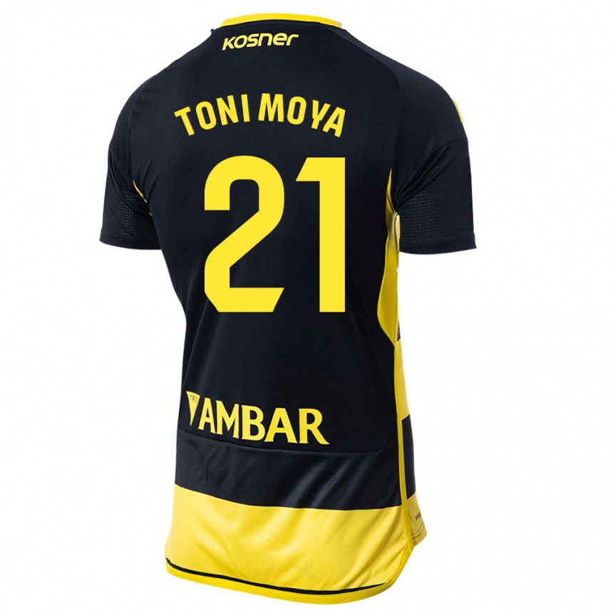 Moteriškas Toni Moya #21 Juoda Geltona Išvykos Marškinėliai 2023/24 T-Shirt