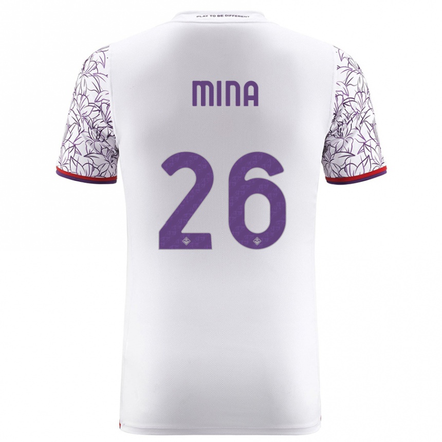 Moteriškas Yerry Mina #26 Baltas Išvykos Marškinėliai 2023/24 T-Shirt