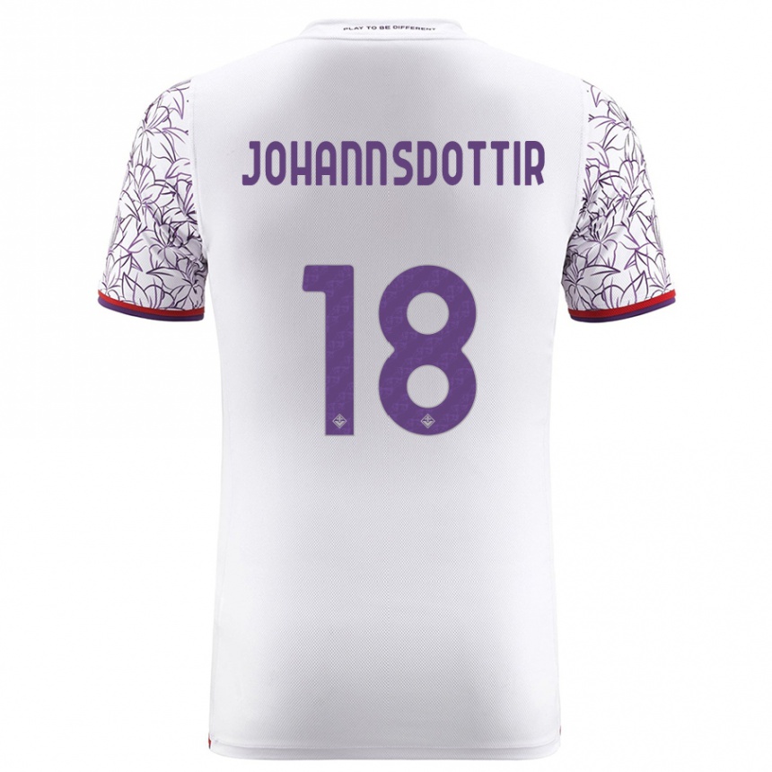 Moteriškas Alexandra Jóhannsdóttir #18 Baltas Išvykos Marškinėliai 2023/24 T-Shirt