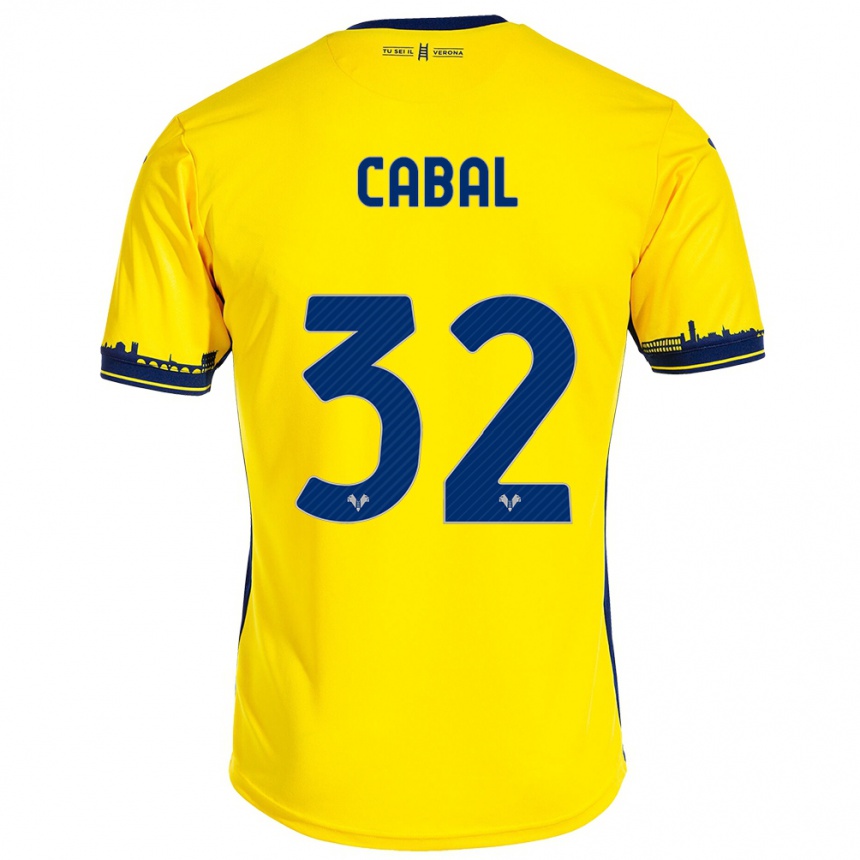 Moteriškas Juan Cabal #32 Geltona Išvykos Marškinėliai 2023/24 T-Shirt