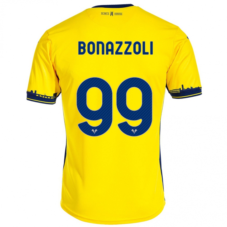 Moteriškas Federico Bonazzoli #99 Geltona Išvykos Marškinėliai 2023/24 T-Shirt