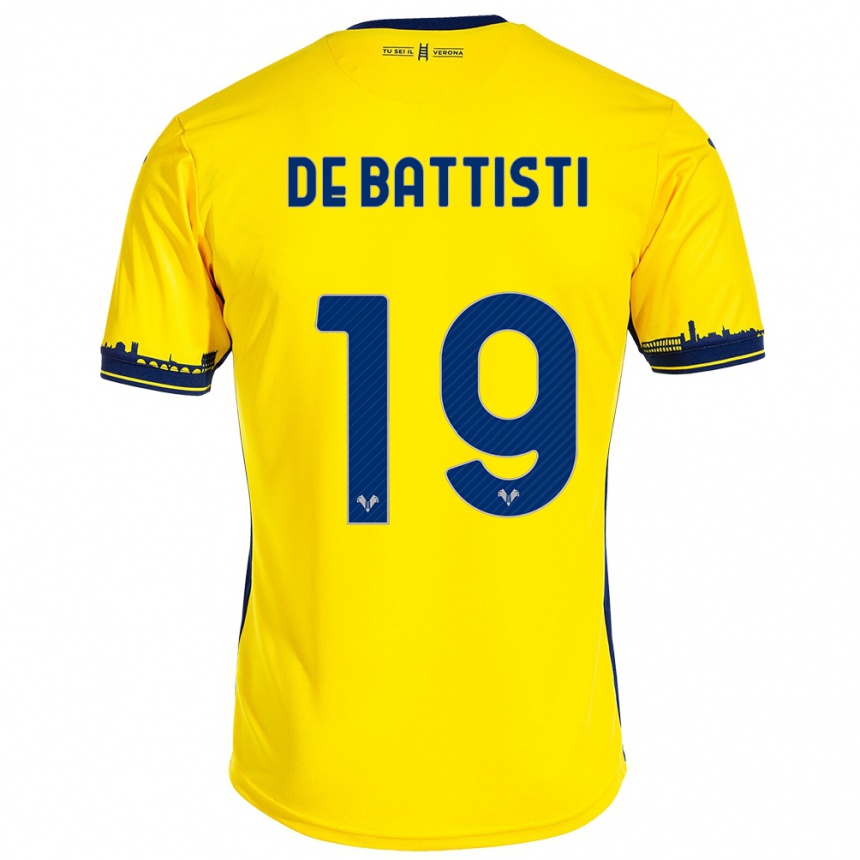 Moteriškas Davide De Battisti #19 Geltona Išvykos Marškinėliai 2023/24 T-Shirt
