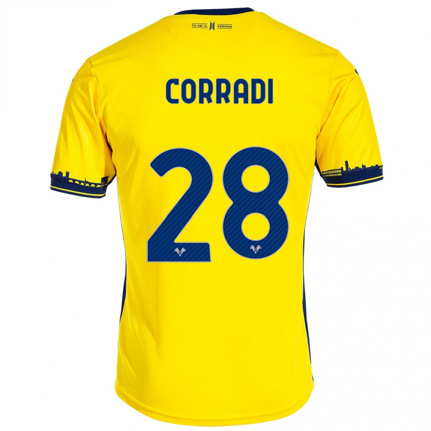 Moteriškas Christian Corradi #28 Geltona Išvykos Marškinėliai 2023/24 T-Shirt