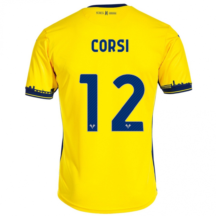 Moteriškas Sara Corsi #12 Geltona Išvykos Marškinėliai 2023/24 T-Shirt