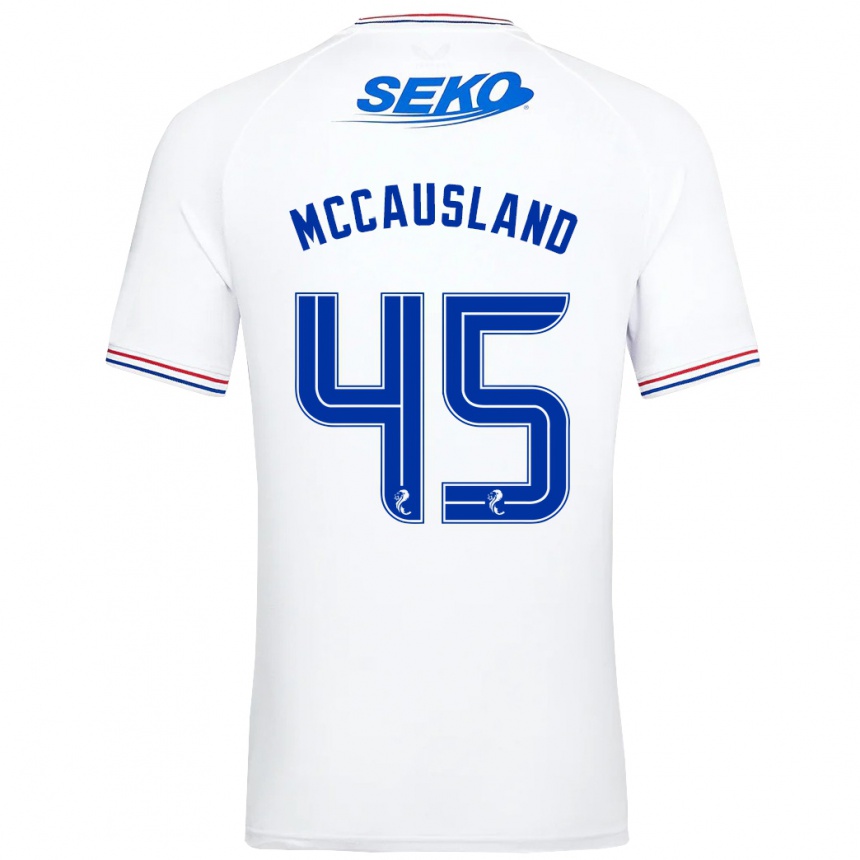 Moteriškas Ross Mccausland #45 Baltas Išvykos Marškinėliai 2023/24 T-Shirt