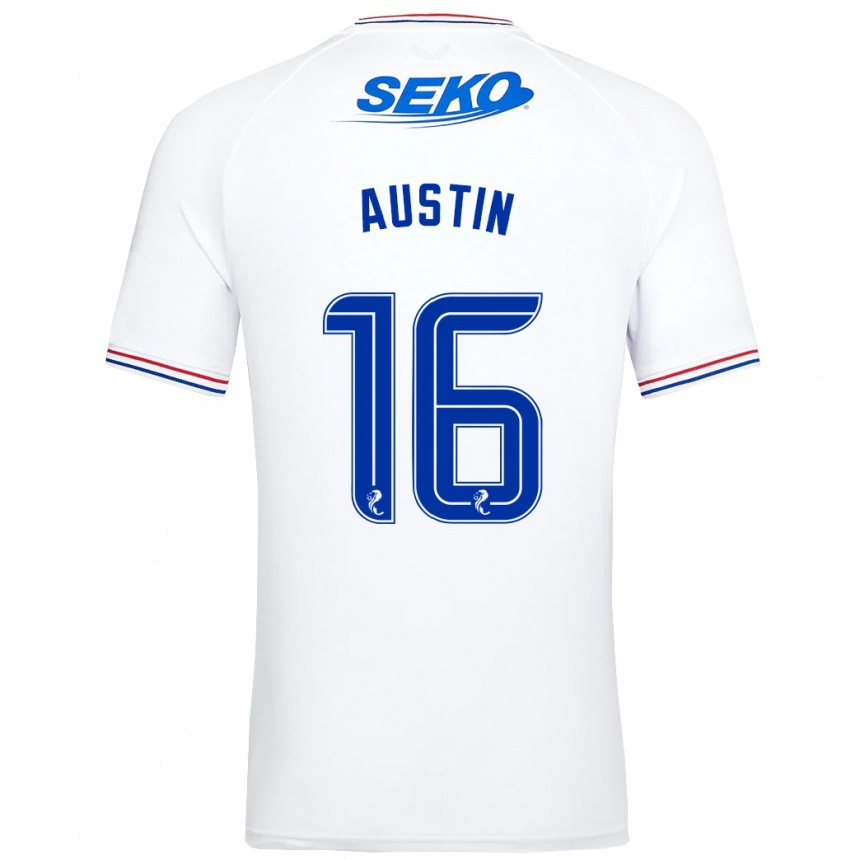 Moteriškas Eilidh Austin #16 Baltas Išvykos Marškinėliai 2023/24 T-Shirt