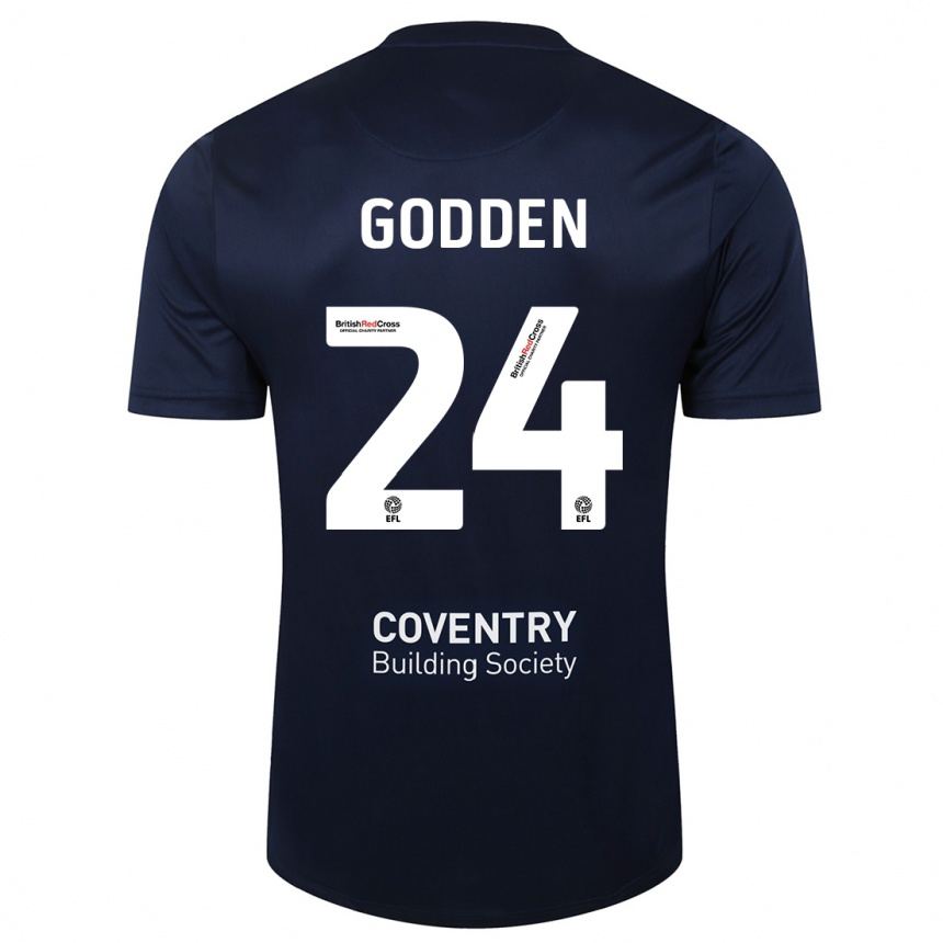 Moteriškas Matt Godden #24 Raudonasis Laivynas Išvykos Marškinėliai 2023/24 T-Shirt
