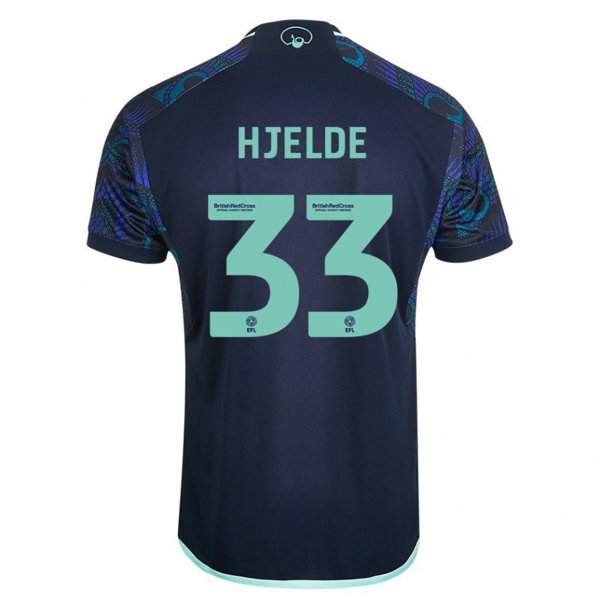 Moteriškas Leo Fuhr Hjelde #33 Mėlyna Išvykos Marškinėliai 2023/24 T-Shirt