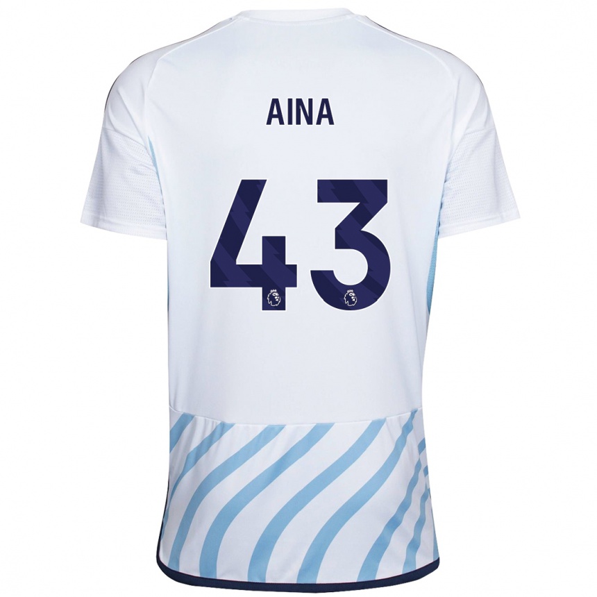 Moteriškas Ola Aina #43 Balta Mėlyna Išvykos Marškinėliai 2023/24 T-Shirt